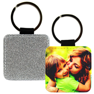 Glitter Polyleather Keychain square