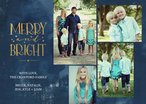5x7 Holiday Card Merry & Bright 4 Image 18-068