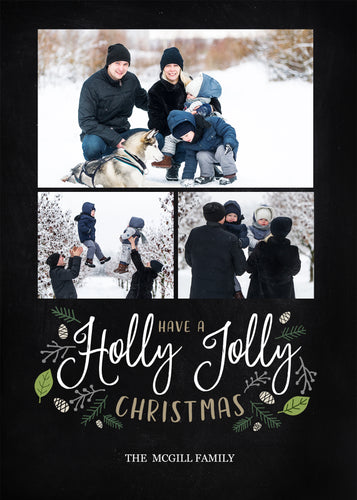 5x7 Holiday Card Holly Jolly 3 Image 18-081