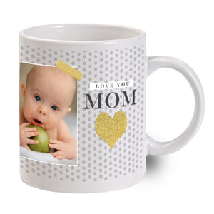 Love You Mom Mug Gold Heart