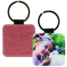 Load image into Gallery viewer, Glitter Polyleather Keychain square